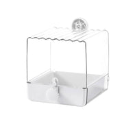 Pull-out Base Transparent Bird Bath Container Removable Tray Cage-Mounted Bird Bath Easy to Hygienic Pet Accessory Suction-Cup Mount