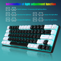 68-Key Wired Mechanical Gaming Keyboard with Hot-Swap Blue Switches, Ergonomic Design, Double-Shot Keycaps, Ice Blue Backlight