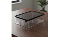 Slim Reptile Feeding Box with Mesh Lid Compact Reptile Enclosure with Sliding Lid Breathable Breeding Box with Swivel Latch Stackable for Beginners