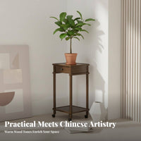 Chinese design Tiered Flower Pot Stand Floor-Standing Tiered Plant Stand Hollow-Carved Design Display Shelf Sturdy and long-lasting for Homeowners, Interior Decorators, Apartment Dwellers, Living Room, Balcony, Indoor, Corner
