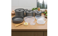 Anodized Aluminum Cookware Set Non Camping Mess Kit Heat-Resistant Outdoor Gear for Families
