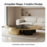 2 Pieces Luxury Design Irregular Nesting Table Set Modern Design Irregular Nesting Accent Tables Two-Tunique Finish Living Room Furniture Space-Saving for Interior Designers, Homeowners, Apartment Dwellers, Villa, Hotel Lobby, Reception Area, Small Areas