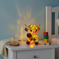 Cow Night Illuminating LED Stained-Glass Bovine Lamp USB-Powered Home Decoration
