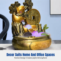 Feng Shui Water Wheel Money Tree, Resin Circulating Water Fortune Basin Desktop Decor for Office, Home, Good Luck Ornament