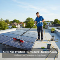 Double Use Photovoltaic Panel Cleaner Portable Solar Panel Cleaning Brush Adjustable Length Water Fed Pole Brush Lightweight Design for Homeowners, Professional Cleaners, Maintenance Personnel, Rooftops, Commercial Buildings