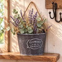 Wall-Hanging Flower Pot Tapered Vessel Shape Rustic Iron Flower Pot