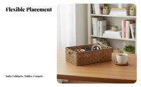 Woven Rectangular container adaptable Wicker container Handwoven for Bedroom, Kitchen