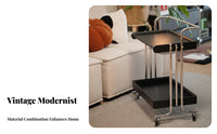 Retro design doublelevel Rolling Stand adaptable Mobile Furniture Multi-Purpose Side Table Minimalist for Design aficionados, Apartment Dwellers, Living Room, Bedroom, Balcony, Dining Area