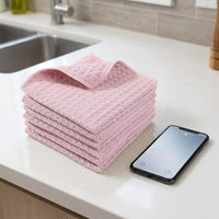 Quick-Drying Microfibre Cloths, 25x25cm Towels for Glass and Kitchen, Locked Border Design, Pack of 6