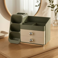 Makeup Organizer with Drawers Desktop Vanity Organizer with Side Cubbies Cosmetic Storage Drawer Unit Divided for Teens