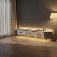 TV Cabinet Curved-Front Cabinet with Drawers Minimalist Entertainment Center with Drawers for Living Room