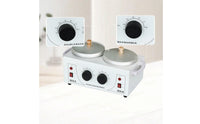 Double Depilatory Warmer Electric Double Pot Depilatory Heater Appliance Professional Adjustable Temperature for Estheticians