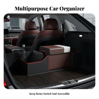 Multi-Compartment foldable luggage Box Portable with Handles Trunk Organizer Large Capacity Vehicle Storage Multiple Pockets for Car Owners, Families, Travelers, Grocery Shopping, highway journeys, Camping, Garage