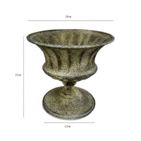 Metal Vase Distressed Pedestal Vase Urn Weathered Textured for Living Room, Dining Table