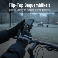 Winter Cycling Gloves with Flip-Top Fingerless Design, Touchscreen Compatible, Waterproof & Warm for Motorcycle and Outdoor Sports