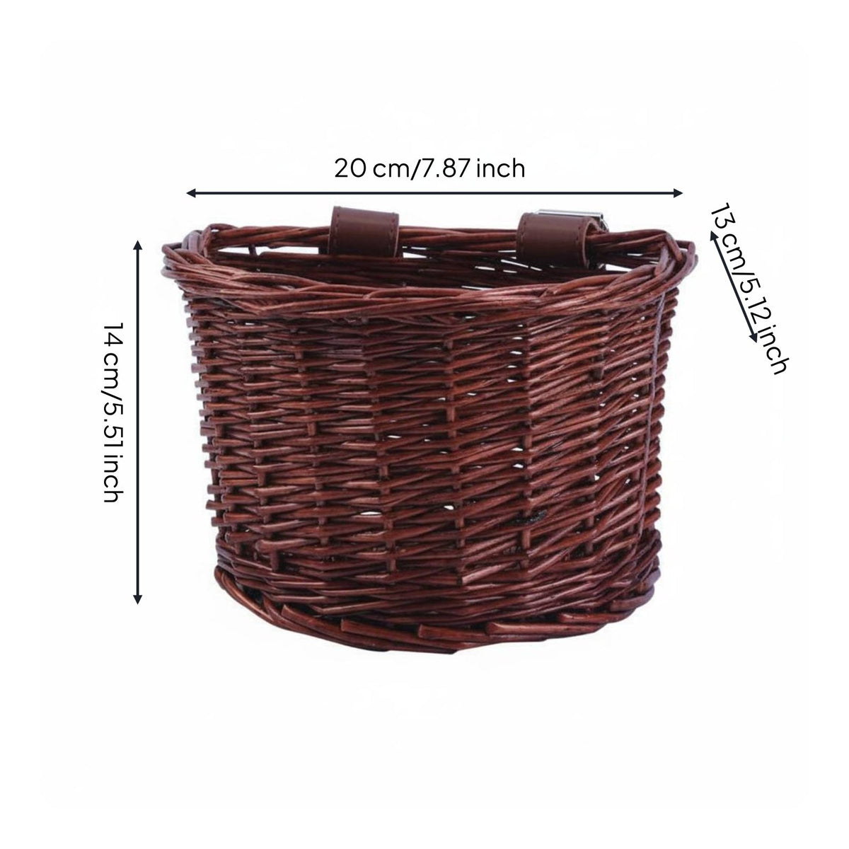 Lightweight D-Shaped Wicker Basket Long-Lasting D-Shaped Front Basket Easy to Clean