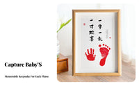 Handprint and Footprint Frame Kit Commemorative Gift Infant Handprint Footprint Frame Wall Hanging for Newborns, New Parents, 100-Day Celebration