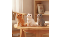 3 Pieces Cat Figurine Cat Figurine with Textured Coat Charming Decor for Shelf, Desk