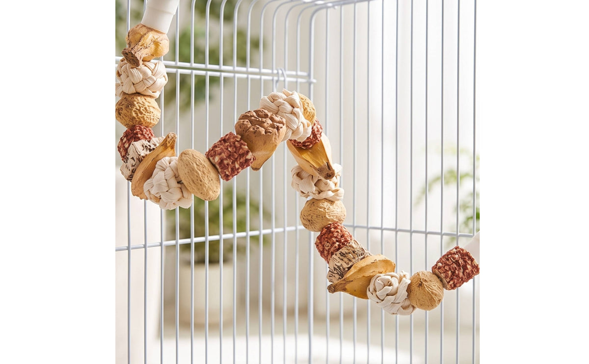 Bird Gnaw Toy Wood Hanging Bird Toy with Metal Hardware Enrichment for Parrots