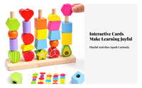 Develops Fine Movement Skills Fruit and Shape Stacking Toy Improves Hand-Eye Coordination Lacing Beads Toy Set Made from Solid Wood