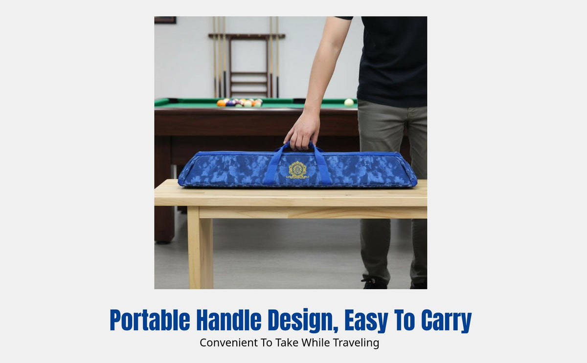 Triangle Cue Case, 6-Slot Billiard Cue Bag, Genuine Leather, Camouflage Design, Compatible with 9sphere