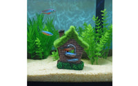 Mossy Aquarium Ornament with Moss Roof Realistic Aquarium Decoration House with Moss Resin Aquatic Tank House Small