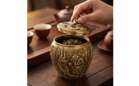 Metal Tea Canister Ornate Tea Canister with Lid Easy to Clean Storage Container for Countertop