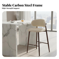 Modern Design Upholstered High Stool with Low Back Built-in Footrest Counter Chair Sturdy Construction Home Furniture Padded Seat for Adults, Homeowners, Business Owners, Bar, Front Desk, Cafe, Eatery