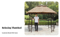Thatch Roof Gazebo Protection Simulated Straw Sun Cover Southeast Asian Design Patio Tea House for Families, Courtyard, Deck, Commercial Venues