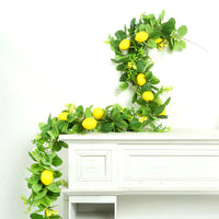 Artificial Lemon Vine with Spring Leaves and Grass Decor