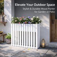 Outdoor Wooden Planter Box with Fence for , Raised Garden Bed Long for Gardeners, Rectangular Flower Freestanding 120x30x90cm