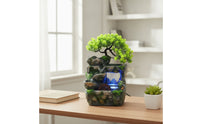 Rock Water Feature with Tree Nature-Themed Tabletop Water Feature Compact for Reception Desk