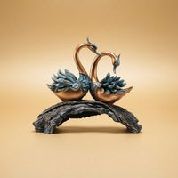 Swan Figurine with Curved Base Elegant Gilded Waterfowl Decor Carved Ornament for Homeowners, Entryway, Wedding, Housewarming