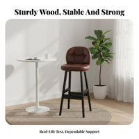 Modern Design Bar Chair with Backrest Built-in Footrest Upholstered High Chair Comfortable Cushion Tall Stool Padded Seat for Homeowners, Adults, Business Owners, Home, Restaurant, Kitchen, Dining Room