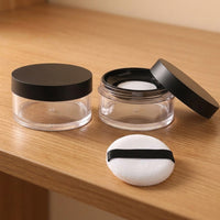 Talcum Powder and Dusting Powder Case for Women Girls, Refillable Makeup Pot with Net Sifter, Portable Loose Powder Container, Flocking Puff