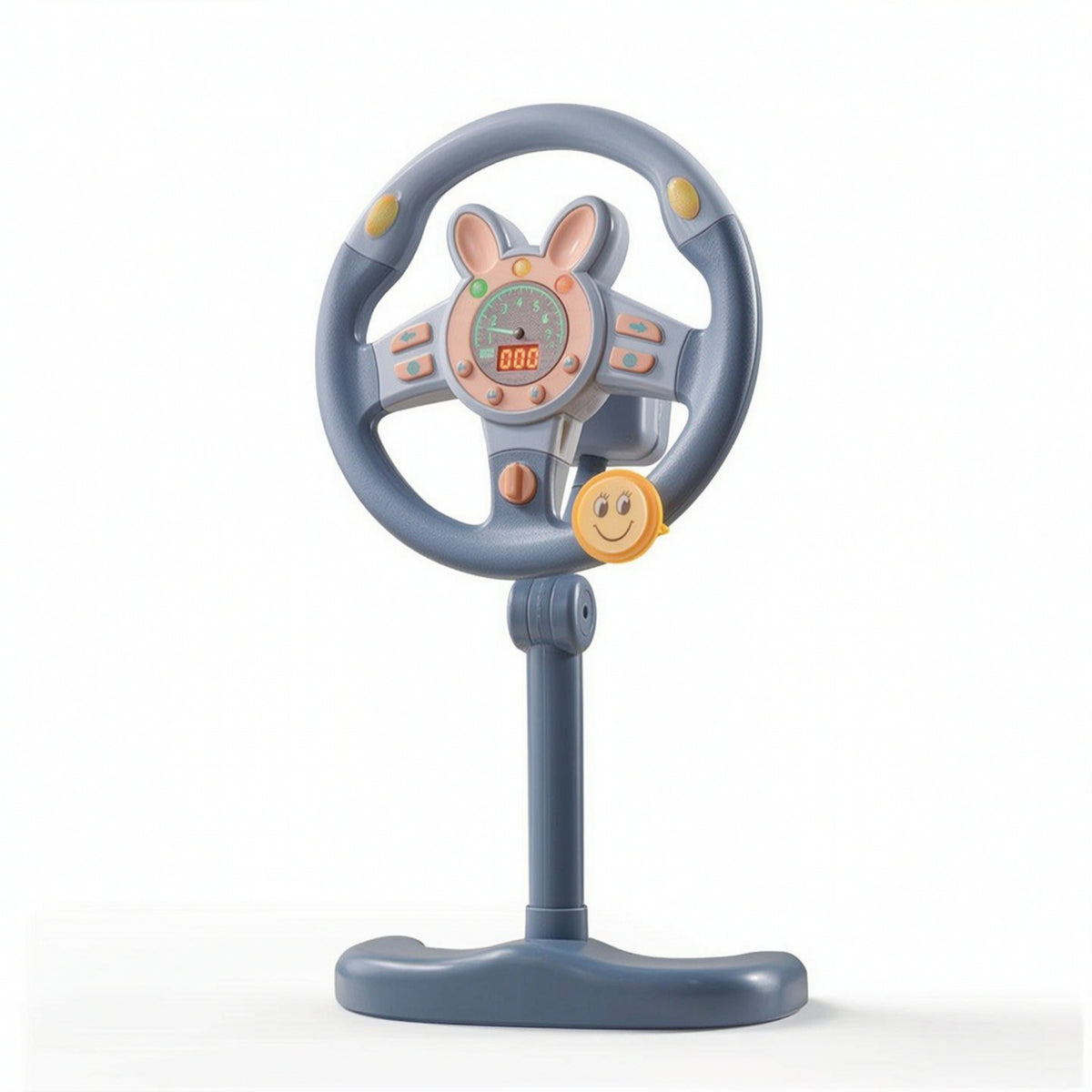 Driving Toy with Stand Floor-Standing Steering Wheel Toy with Base Simulation Steering Wheel Light and Sound Interactive