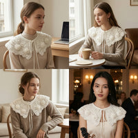 Decorative Detachable Lace Collar Scalloped Lace Collar Lightweight False for Girls