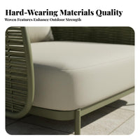 Woven Rope Armchair Weather-Resistant Rope Weave Armchair sturdy Construction exteriordoor Furniture for Homeowners, Adults, Balcony, Courtyard, waterside