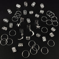 44 Pieces Bohemian Look Hair Cuff and Hair Coil Kit Adjustable Cuffs Braid Charm Jewelry Filigree Design Star Moon Hair Clips for Festivals