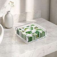 Clear Acrylic Napkin Holder Transparent Napkin Holder with Cutout Square Tray Non-Slip for Dining Table, Kitchen Counter, Bar