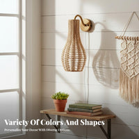 Rope Lamp Cover Handmade Macrame Pendant Light Shade Look Woven Pendant Lampshade for Restaurant, Living Room, Bedroom