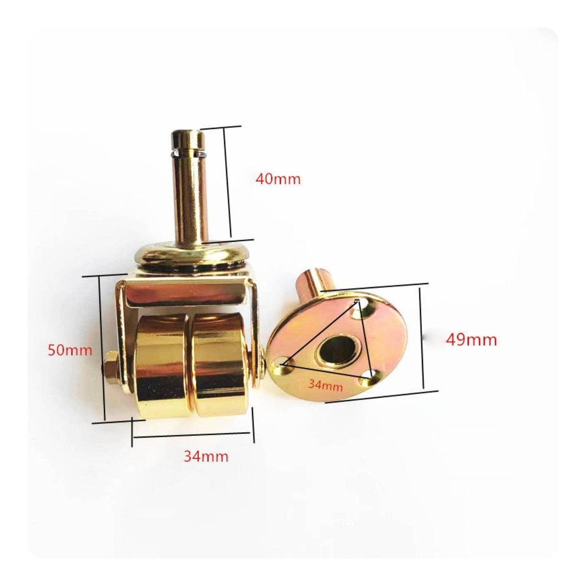 Stem-Mounted Two-Wheel-Wheel Piano Caster Metal Piano Swivel Caster Mounting Base Instrument Accessory Black