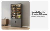 Glass Door Beverage Cabinet Dustproof Design Beverage Bar Cabinet Multi-Versatile Living Room Display Hutch for Homeowners, Home Entertainers, Kitchen