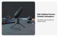 RGB Gaming Audio Device Plug and Play Gaming Audio Device Kit High-Fidelity Sound Single-Tap Mute for Content Artist S