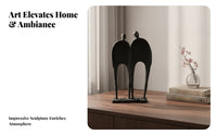 Abstract Human Statue Tabletop Statue Tapered Two-Figure Sculpture Compact Size