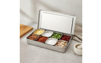 Stainless Steel Condiment Box Easy to Clean Multi-Compartment Seasoning Box Seasoning Tray with Inserts Wide Mouth Kitchen