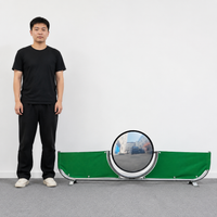 Golf Practice Range Divider, Batting Stall Partition Board, with 40cm Mirror, Stainless Steel, Double Pole