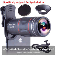 High Magnification 18x Telephoto Ph Single Lens 2-in-1 Function Monocular Telescope for Ph Single Adjustable Focus Mobile Device Telescope Lens Kit HD Optics for Outdoor Enthusiasts, Bird Watchers, Wildlife Viewing, Landscape Photography, Sporting Events