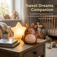 Wooden Animal Figurines Desktop Decor, Handcrafted Wooden Ornaments with Detachable Windmill, Compact Miniature Wooden Animal Figurines, Beech Maple Walnut Wood Sculptures, Office Desk Bedroom Shelf