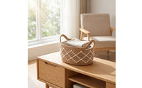 Handwoven Woven Basket with Handles Oval Straw Storage Basket Portable Laundry Hamper Lightweight for Bedroom